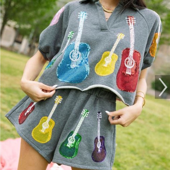 Charcoal & Rainbow Guitar Shorts - Picture 1 of 1